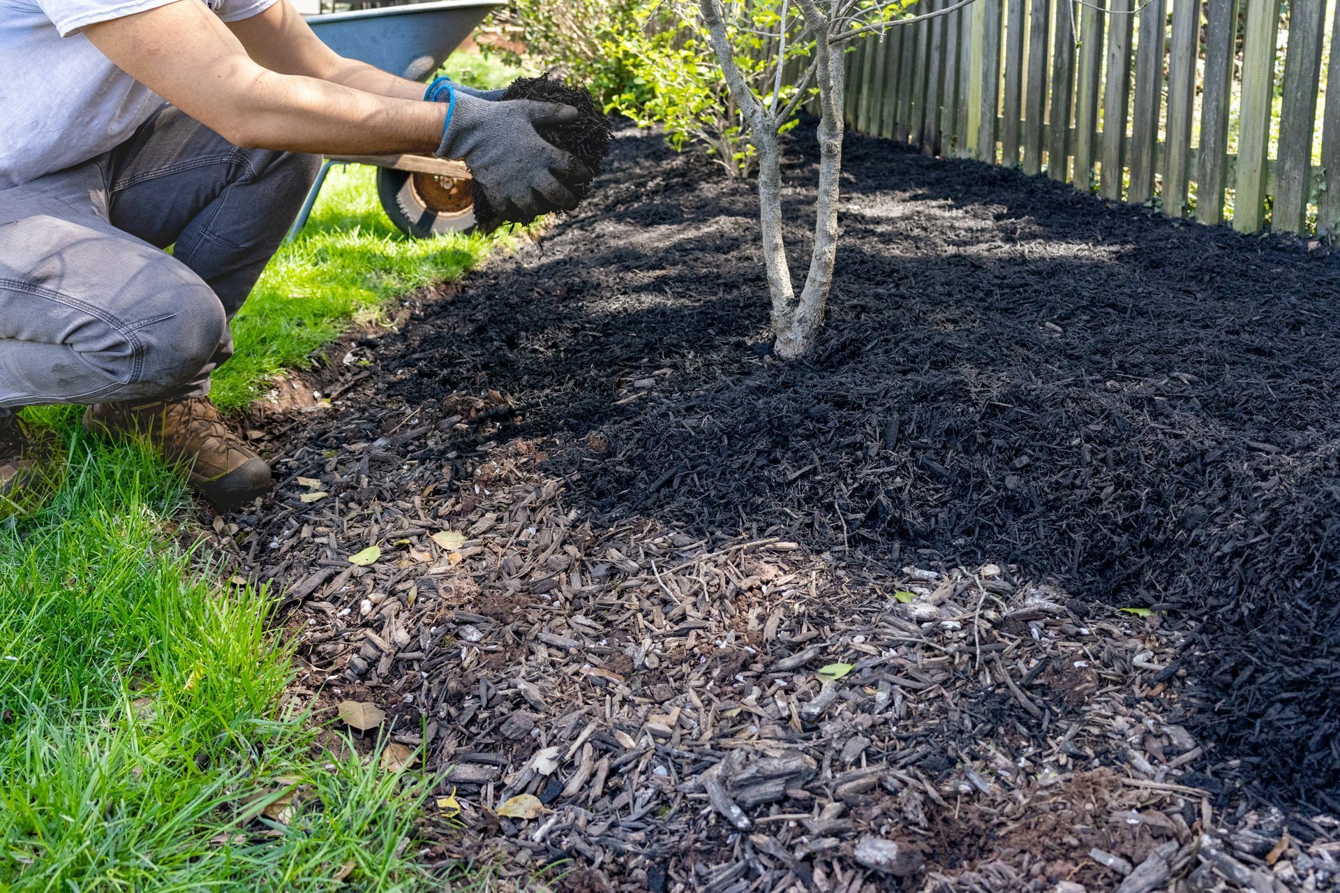 Mulch installation in landscape beds by Brock Property Services in Sevierville, TN